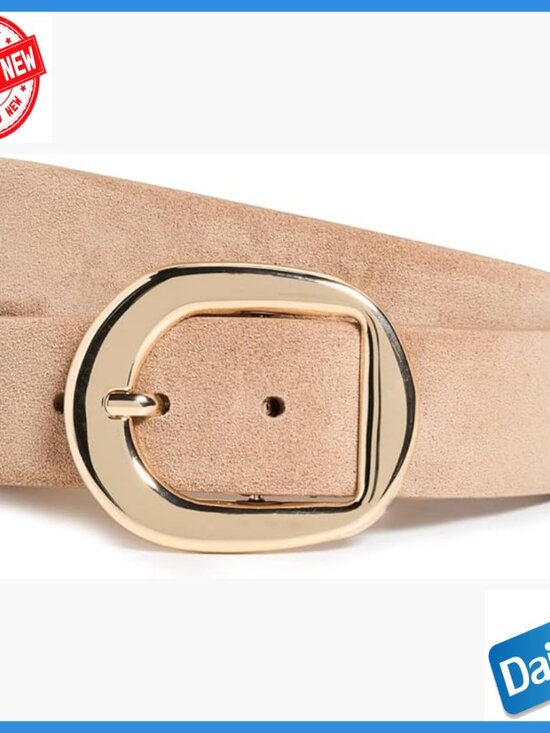 Genuine Suede Belt with Gold Buckle, Size Small, 1.5in Width